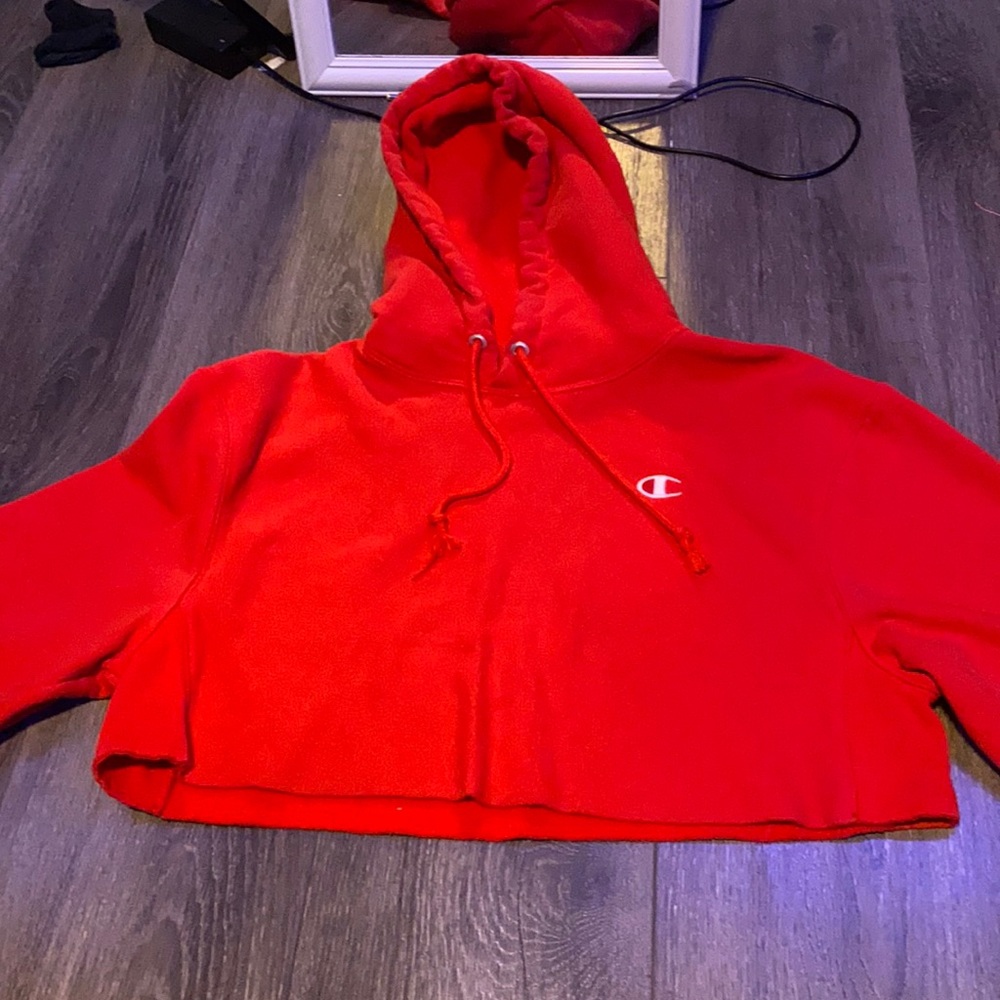 Red champion hoodie